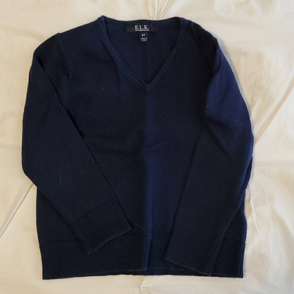 E L.K. Boy 3T Navy Blue V-neck Sweater